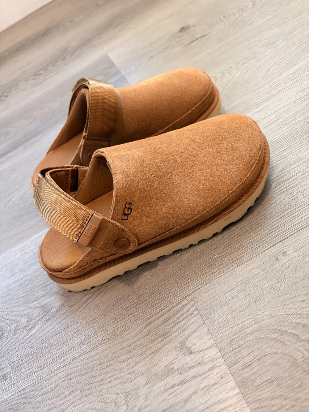 UGG Women’s golden star Chestnut Suede Backstrap Slip-On Clog